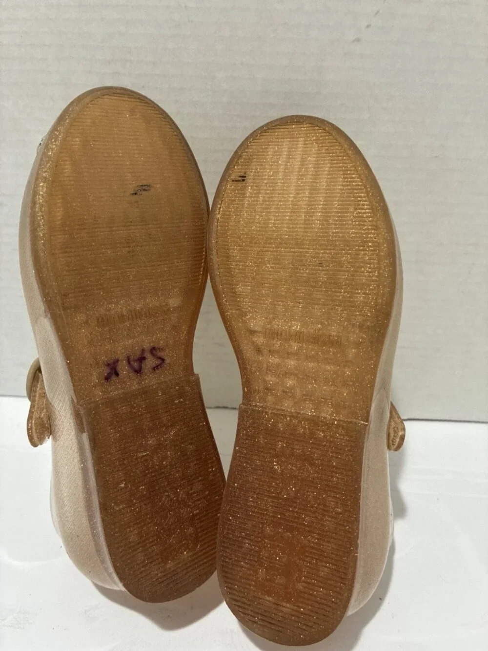Mini Melissa Girl's Sweet Love Fly jelly ballet flats glittery gold Butterfly